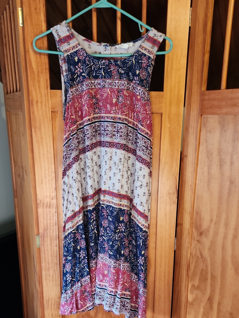 beachlunchlounge Mixed Floral Patchwork Midi Dress - Blue, Pink, Cream